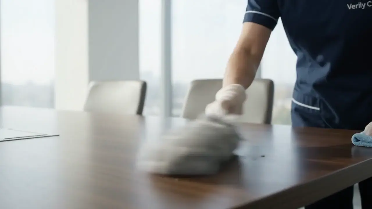 Cleaner removing dust and debris from an interior floor